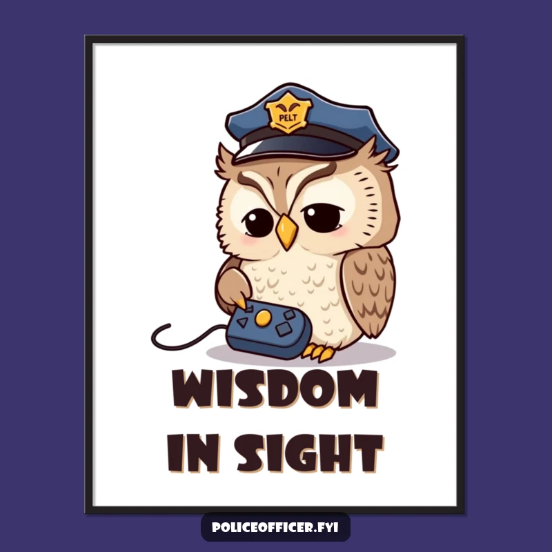 Funny Owl Detective Art Poster - Humorous Police Owl Remote Study Print, Perfect Wall Art Gift