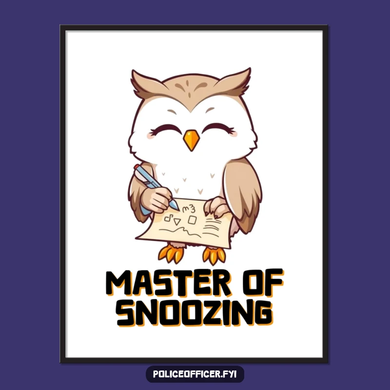 Funny Owl Writer Poster: Contented Doodles for Your Creative Space Gift