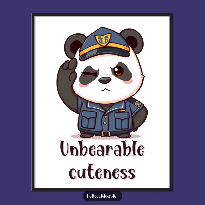 Funny Panda Police Poster - Determined Wall Art for Laugh Lovers!