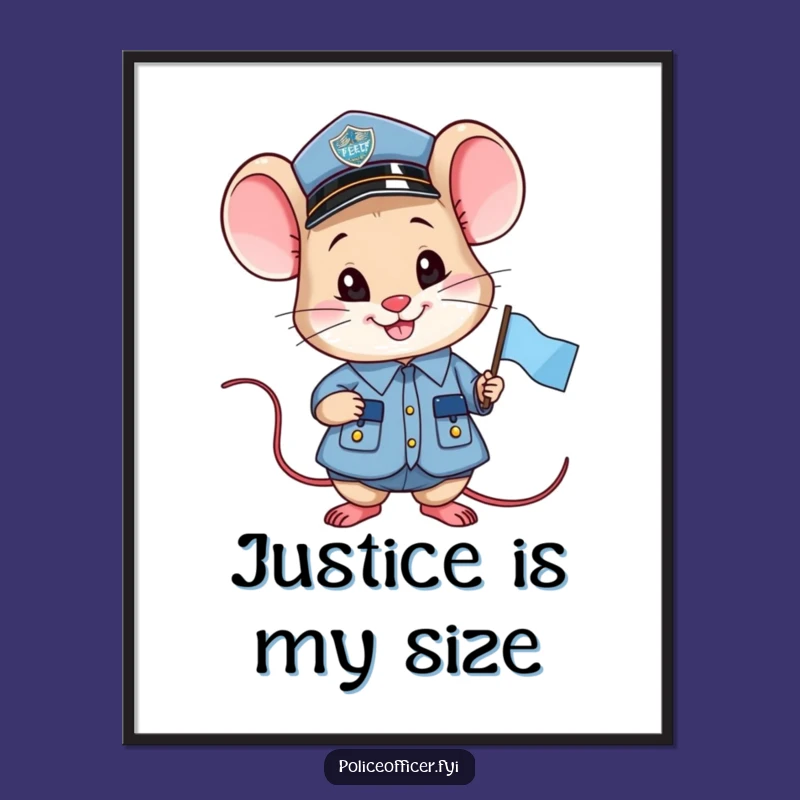 Funny Proud Mouse Officer Poster: Small Flag Cop Art Gift