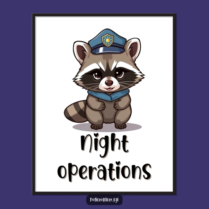 Funny Raccoon Police Poster - Stealthy Wall Art for Laugh Lovers!