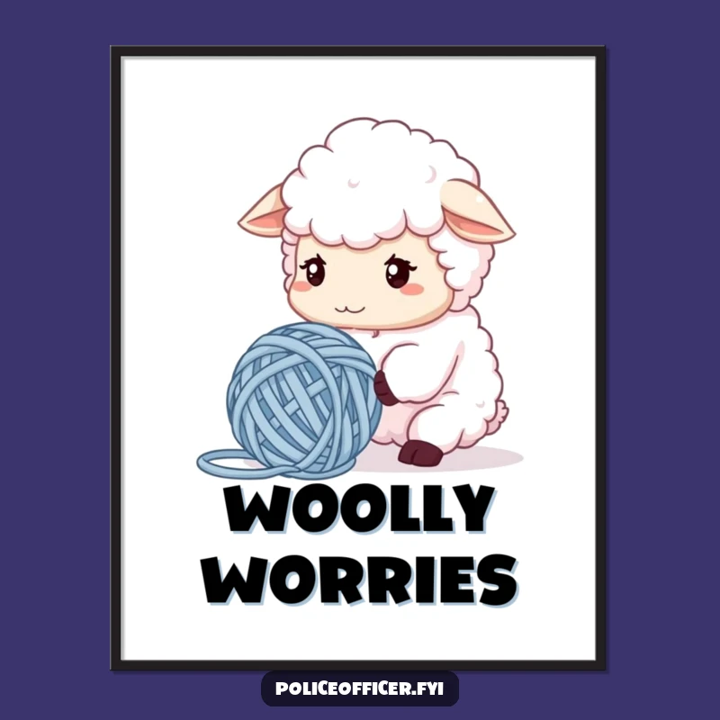 Funny Sheep Poster: Yarn Problems Art, Perfect Gift for Crafty Decor!