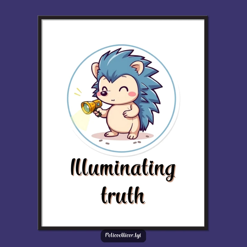 Funny Brave Hedgehog Poster - Adventurous Art for a Cheerful Wall