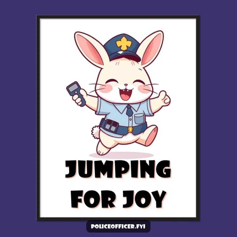 Funny Bunny Police Poster: Joyful Remote Holder Art, a Hilarious Wall Piece
