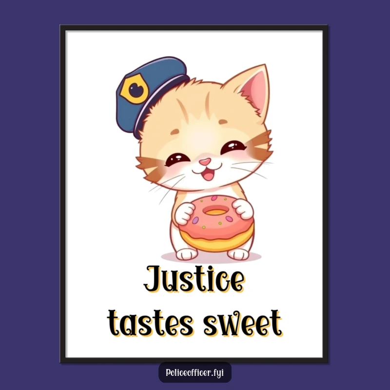 Funny Kitten Police Donut Poster - Hilarious Wall Art for Cat Lovers!
