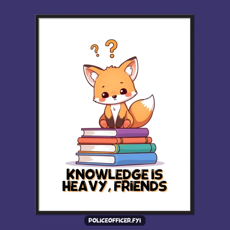 Funny Fox Cub Question Mark Poster: Bring Intellectual Humor to Your Walls