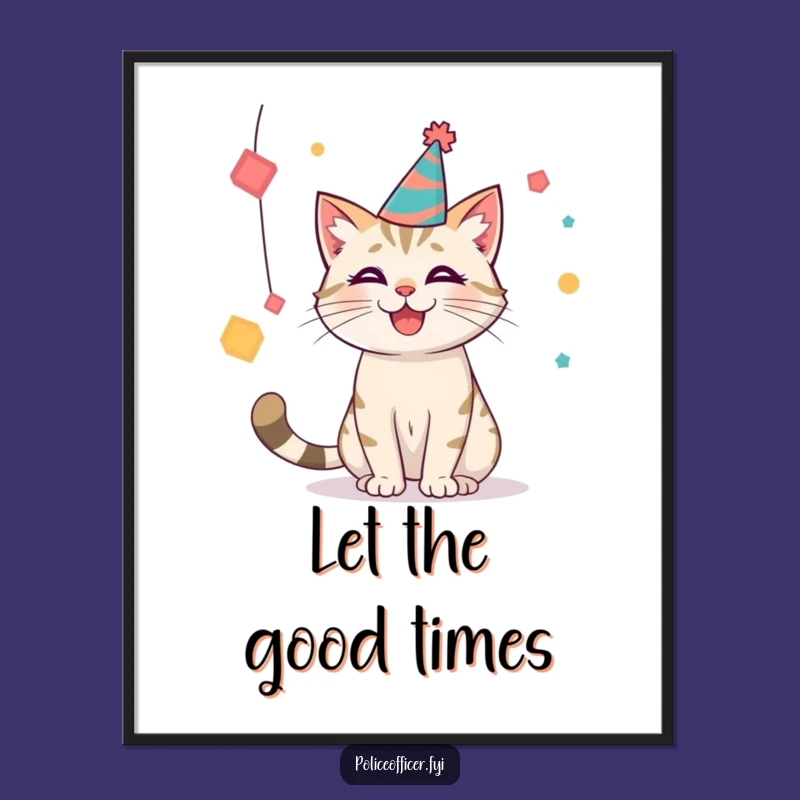 Funny Party Cat Poster: Festive Art for Joyful Spaces