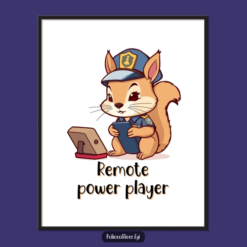 Funny Squirrel Cop Poster: Remote Control Watch - A Hilarious Funny Gift Decor