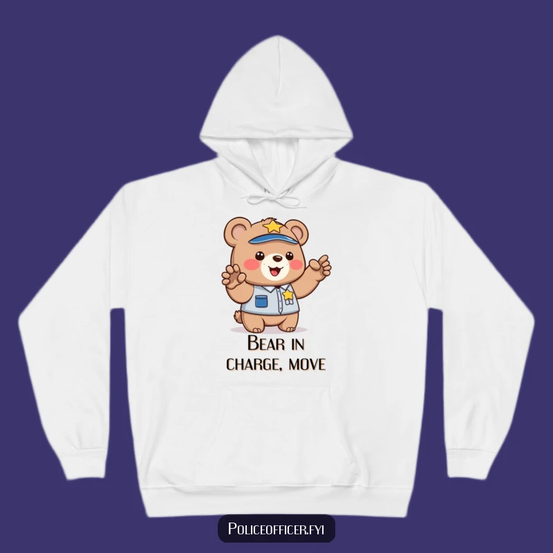 Funny Bear Cop Hoodie: Cozy Law Enforcement Style, Cheerful Cub Design, Best Gift
