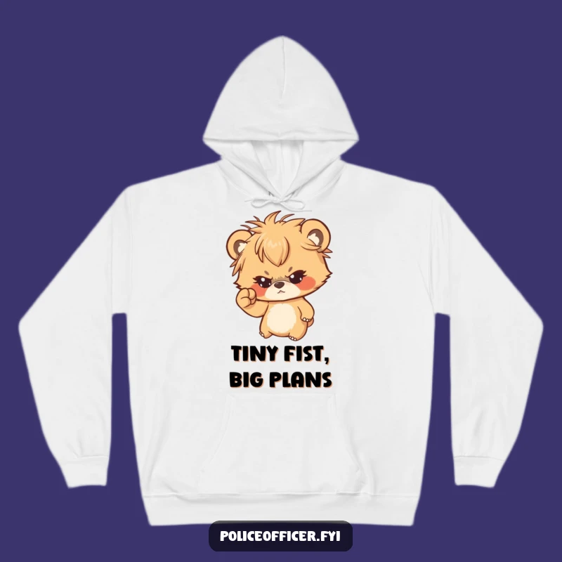 Funny Bear Cub Hoodie: Cozy Messy Hair Cub Shaking Fist - Ultimate Comfort Gift