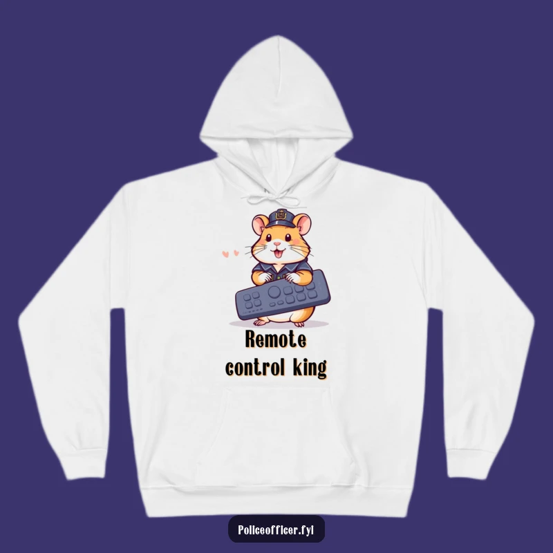 Funny Hamster Police Hoodie: Cozy Remote Controller, a Hilarious Gift for Comfort