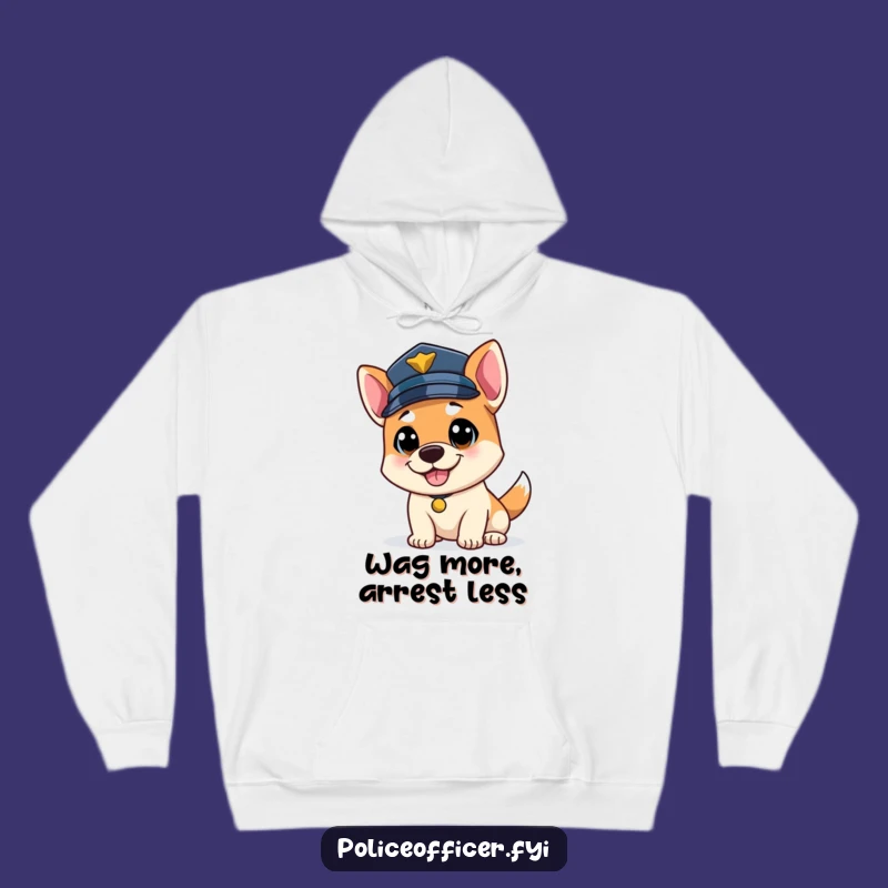 Funny Bouncy Dog Officer Hoodie: Cozy Wagging Tail Cop Gift