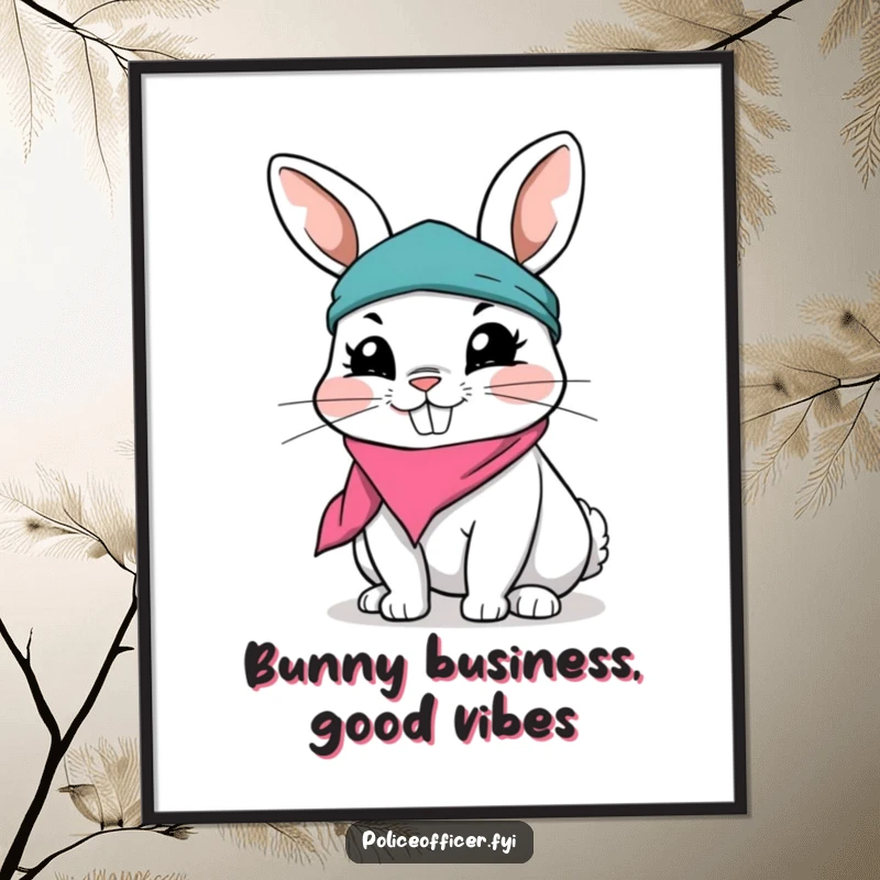 Funny Free Printable Wall Art: A playful rabbit wearing a ripped bandana and a mischievous grin, adding a fun, energetic touch.