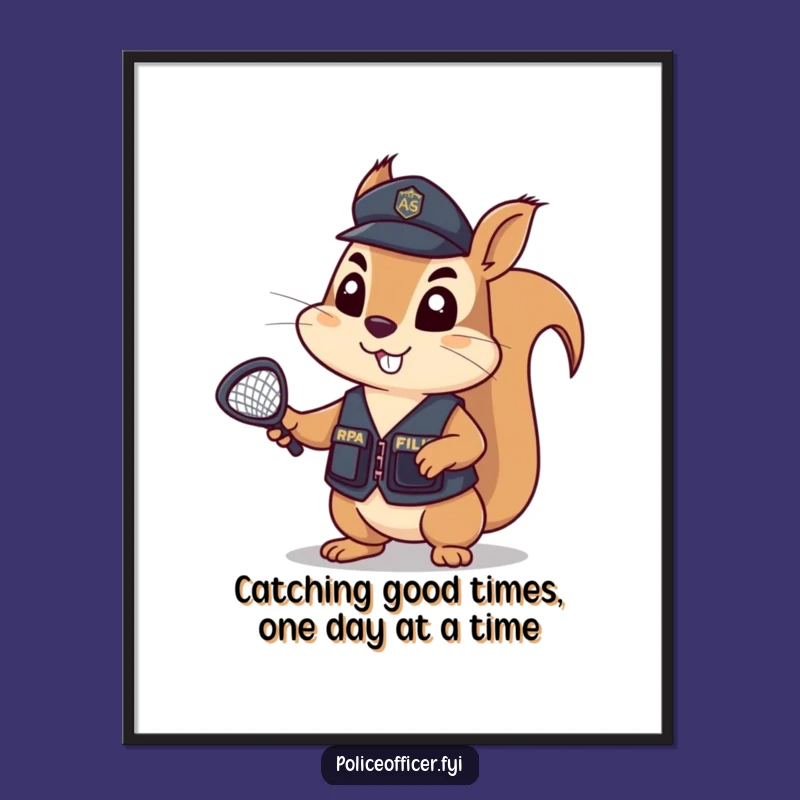 Funny Free Printable Squirrel Wall Art: Determined Officer Seeks Laughs and Acorns