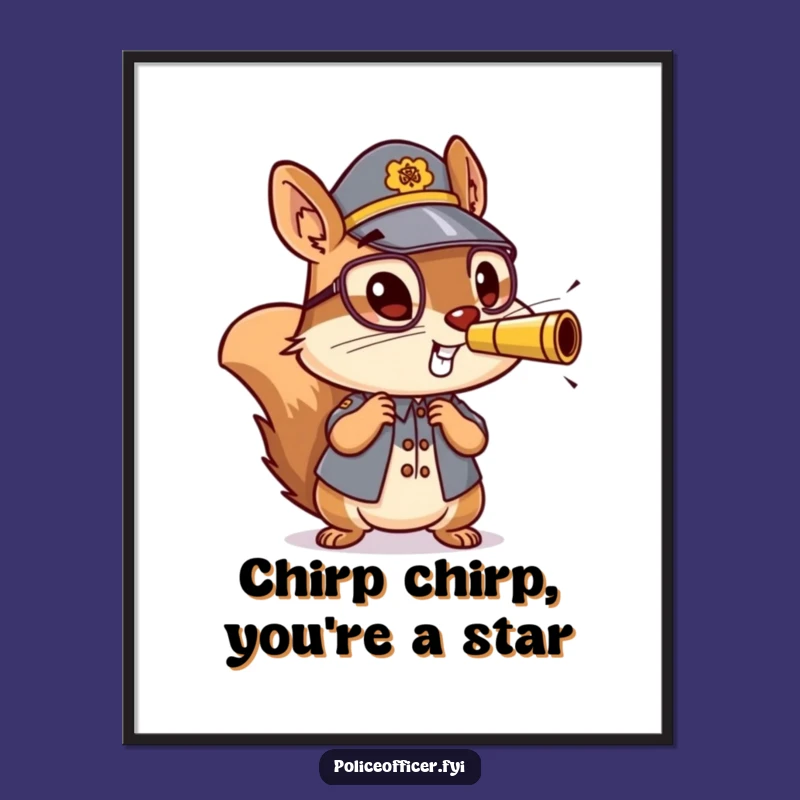 Funny Free Printable Squirrel Cop Wall Art - Energetic Downloadable Decor Gift!