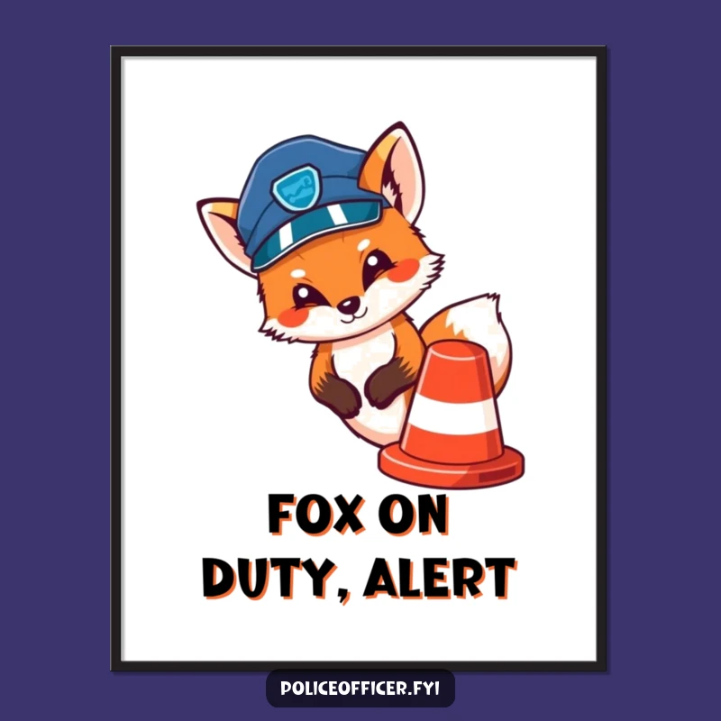 Free Printable Wall Art: Cute Fox Cop Peeking Humor, Funny Downloadable Poster for Playful Spaces