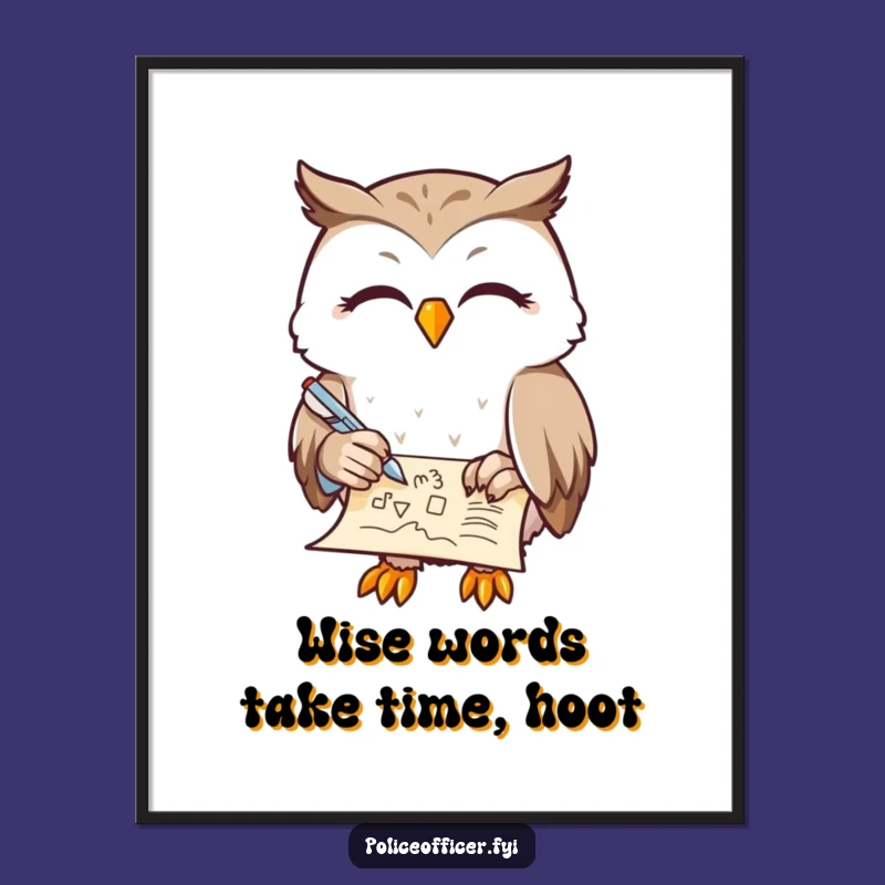 Free Printable Contented Owl Wall Art - Doodling Owl Downloadable Decor for a Calm Space