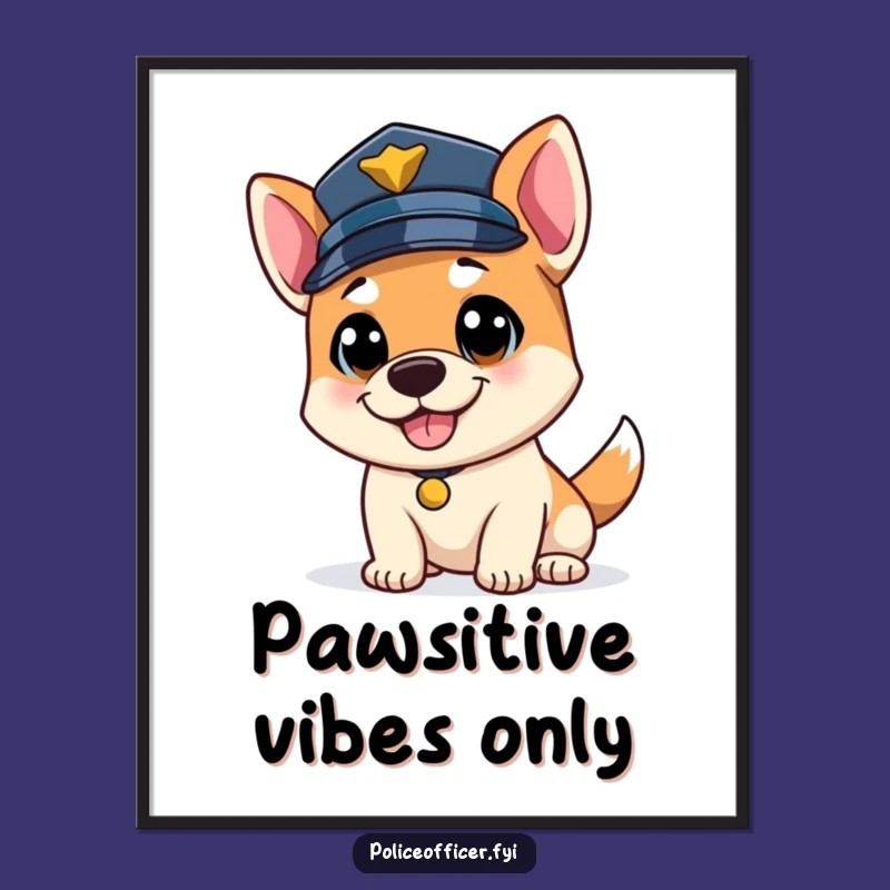 Free Printable Wall Art: Bouncy Dog Cop Wagging, Funny Home Decor Downloadable