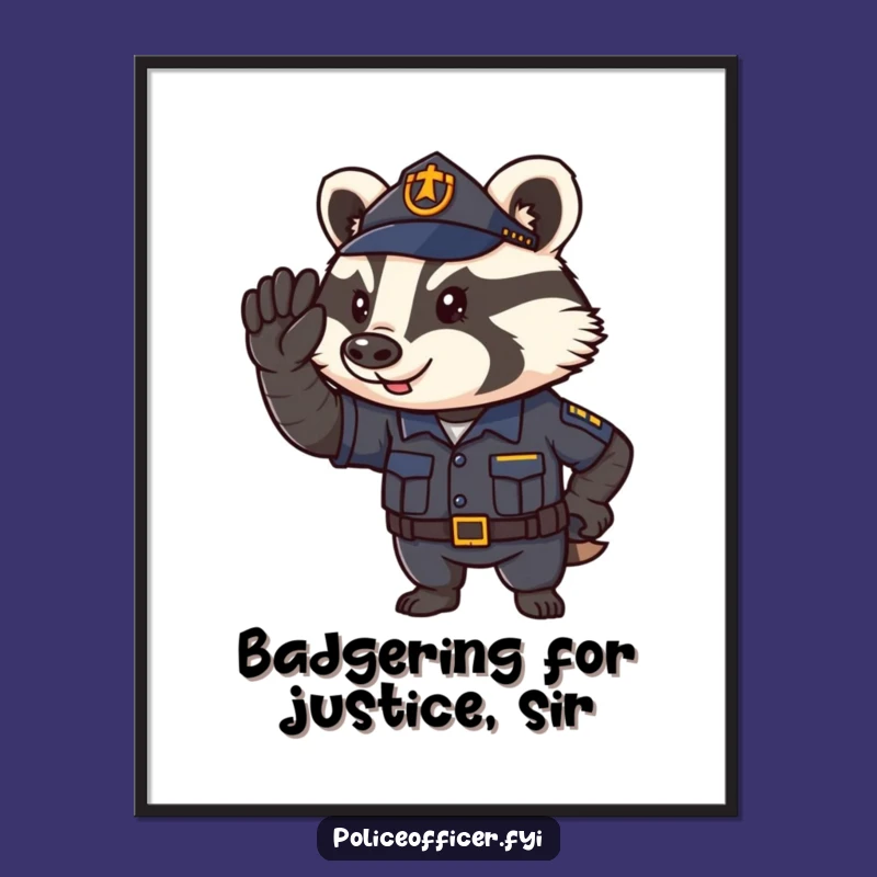 Funny Free Printable Badger Policeman Wall Art - Humorous Downloadable Decor by the Book