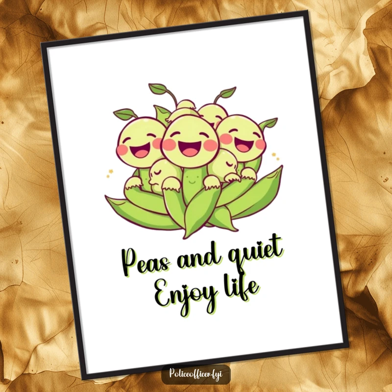 Funny Free Printable Wall Art: A cheerful bunch of peas laughing hysterically as they roll across the frame.