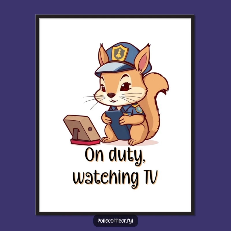 Funny Free Printable Wall Art: Squirrel Cop on Duty for Determined Decor