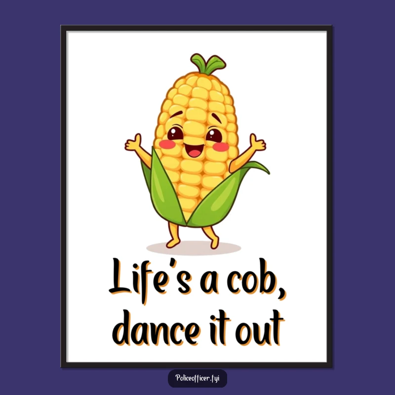 Funny Printable Wall Art: Dancing Corn Cob, Humorous Free Downloadable Decor for Kitchen or Dorm