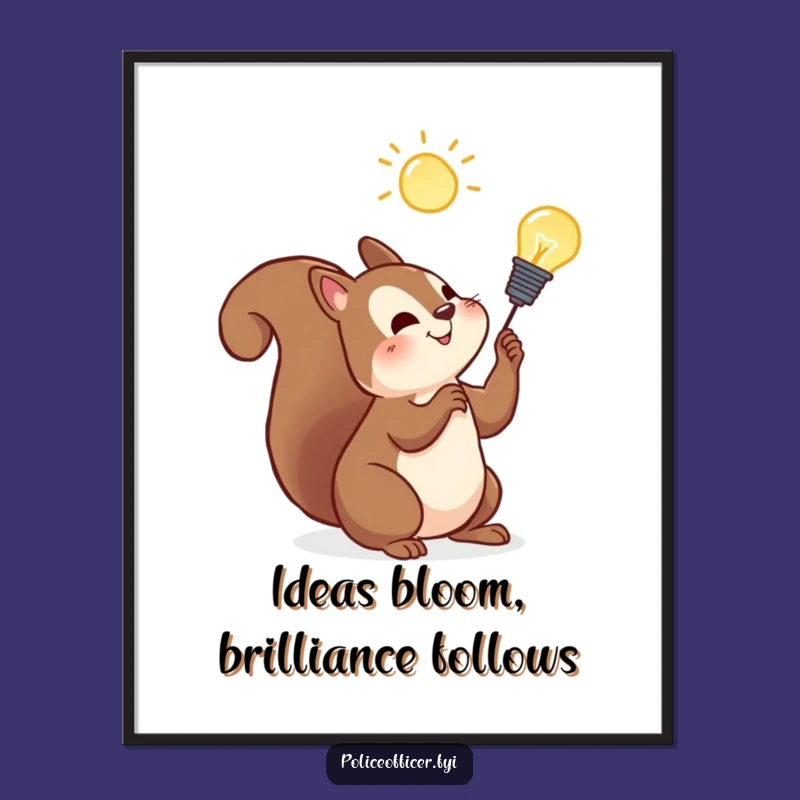 Funny Free Printable Squirrel Art: Downloadable Lightbulb Idea Wall Decor