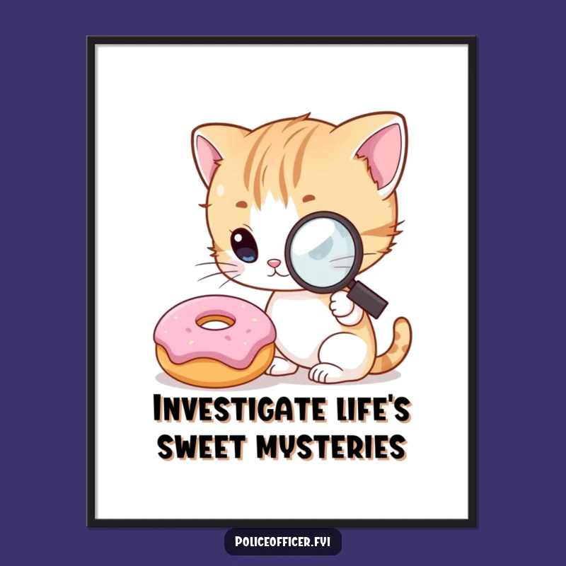 Free Printable Wall Art: Kitten Donut Investigation Humor Decor