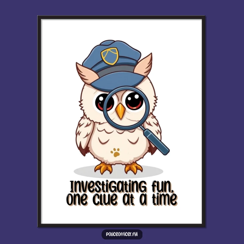 Funny Free Printable Owl Wall Art: Detective Owl Investigates Humor and Footprints