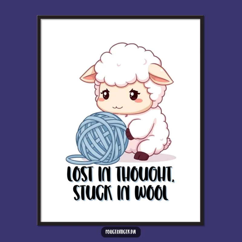 Funny Free Printable Wall Art: Sheep & Yarn Conundrum - Quirky Downloadable Decor