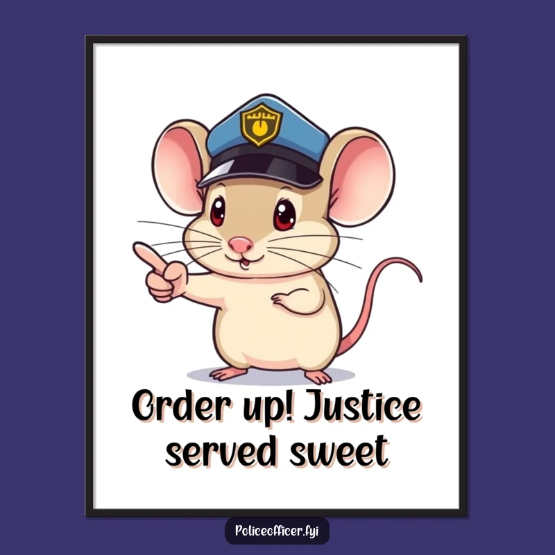 Free Printable Mouse Police Wall Art - Determined Mouse Downloadable Decor for a Funny Room