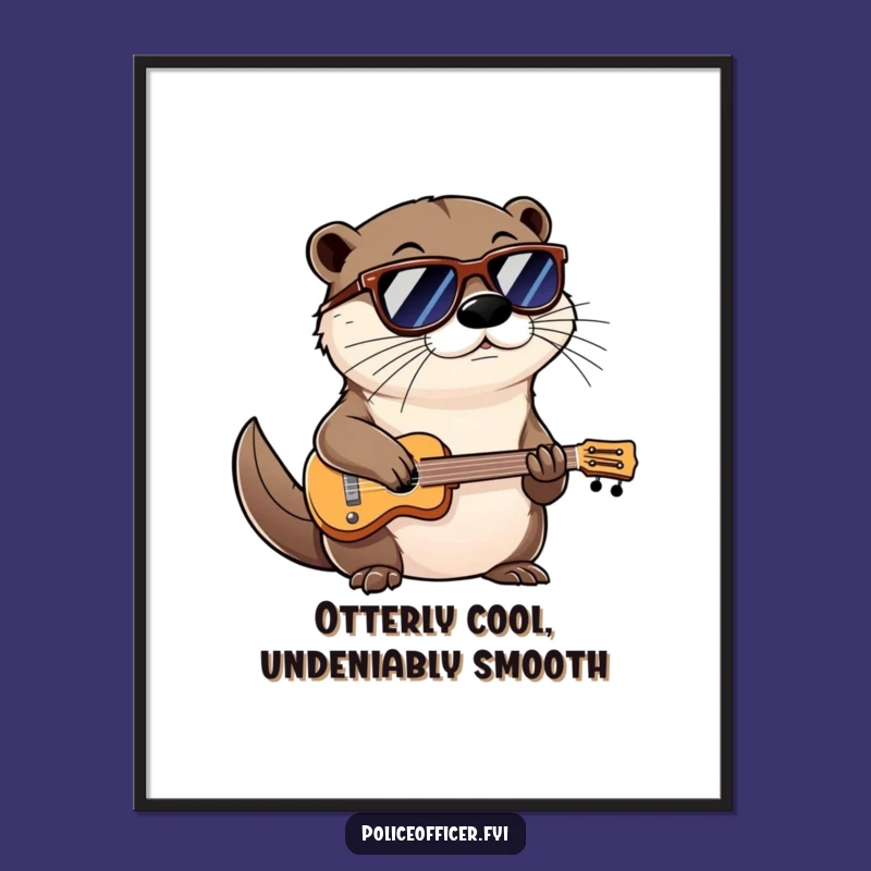 Free Printable Wall Art: Cool Otter Jamming - Funny Music Decor