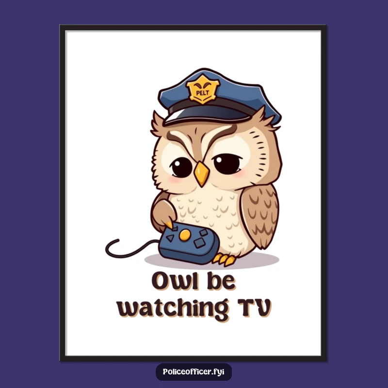 Funny Free Printable Wall Art: Wise Owl Remote Detective - Downloadable Decor
