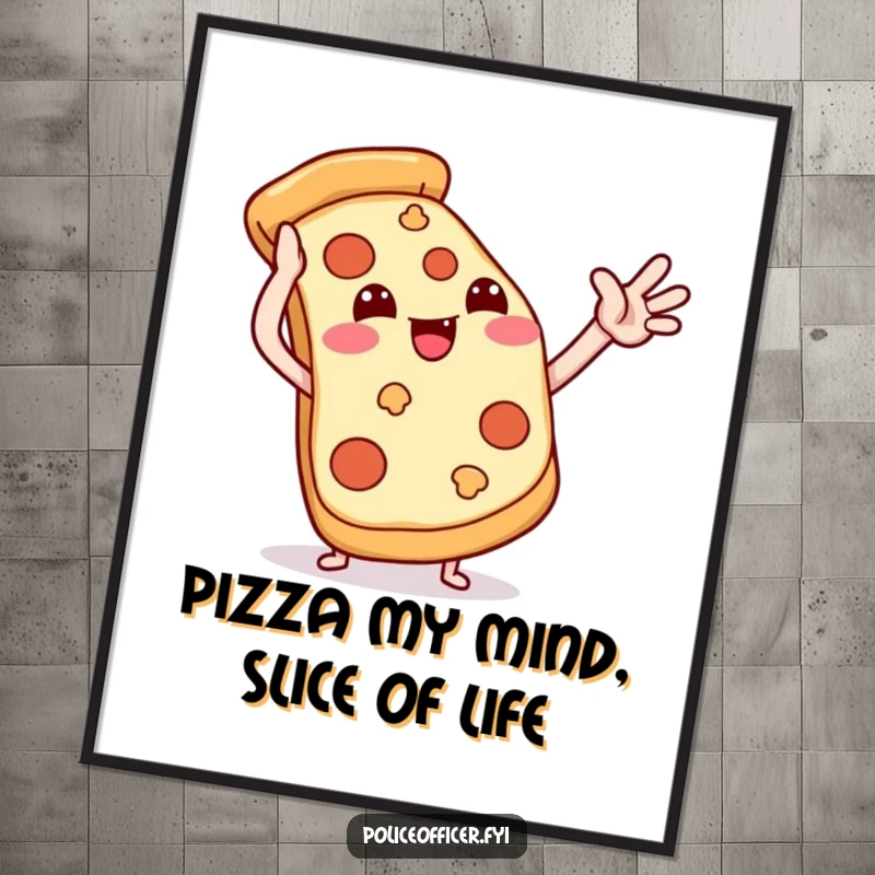 Funny Free Printable Wall Art: A Smiling Pizza Slice Doing a High-Five