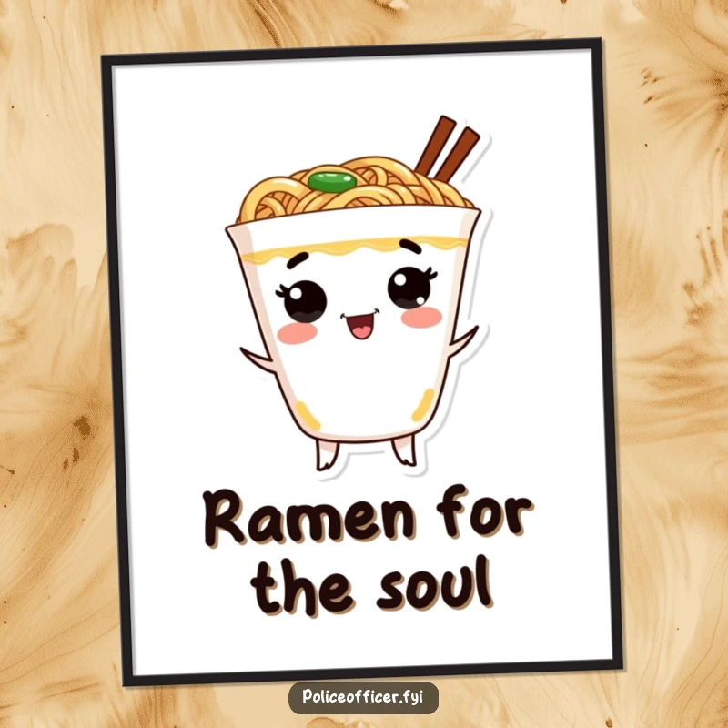 Funny Free Printable Wall Art: A Cheerful Ramen Cup Dancing with Exuberance