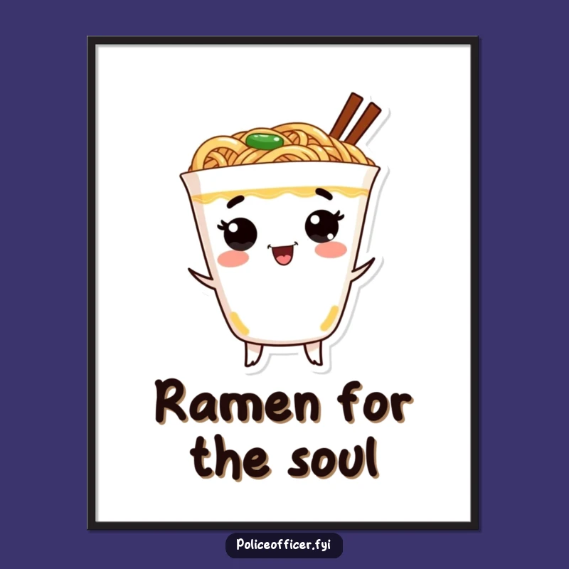 Funny Free Printable Wall Art: Excited Dancing Ramen - Humorous Downloadable Decor