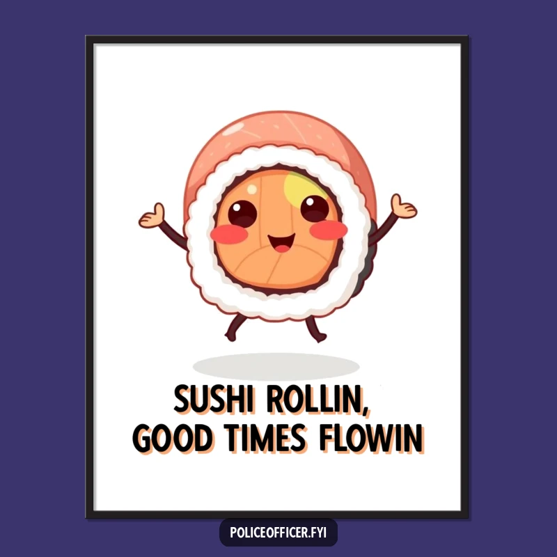 Funny Free Printable Wall Art: Dancing Sushi Roll - Humorous Downloadable Decor