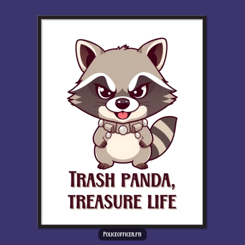 Free Printable Wall Art: Mischievous Raccoon's Defiant Smirk Downloadable Poster for Your Den!