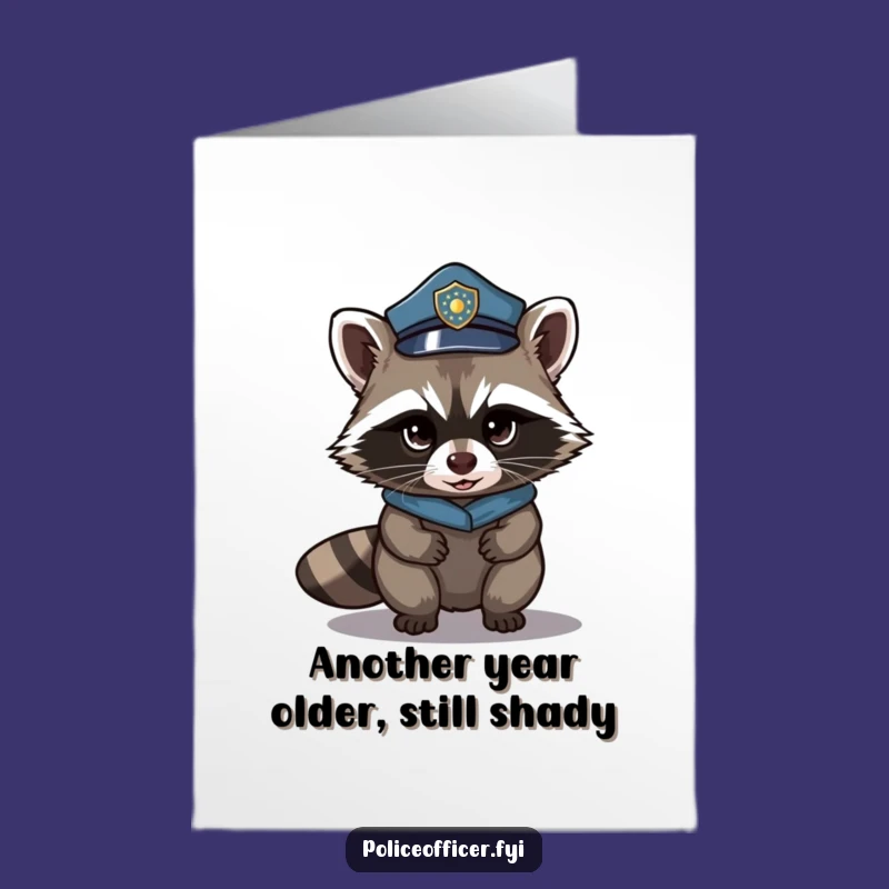 Free Printable Birthday Card: Stealthy Raccoon Cop Mischief - Hilarious DIY Downloadable Gift