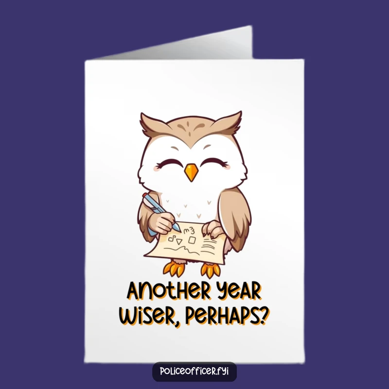 Free Printable Contented Owl Birthday Card - Doodling Owl Downloadable for a Peaceful Funny Gift