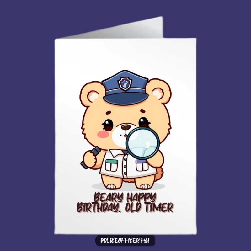 Free Printable Birthday Card: Winking Bear Detective Investigating Fun, Perfect Funny Downloadable Gift