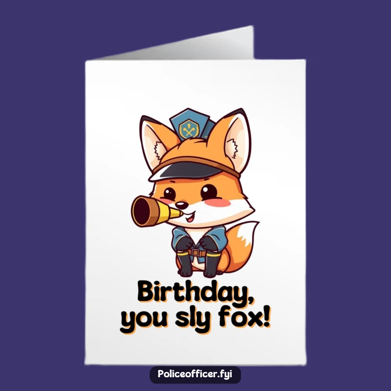 Free Printable Fox Cop Birthday Card: Funny Downloadable Gift for a Chief Celebration