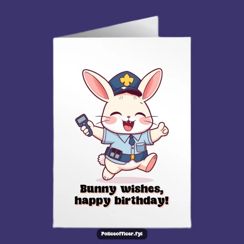 Free Printable Bunny Birthday Card: Funny Cop Joy Downloadable Gift