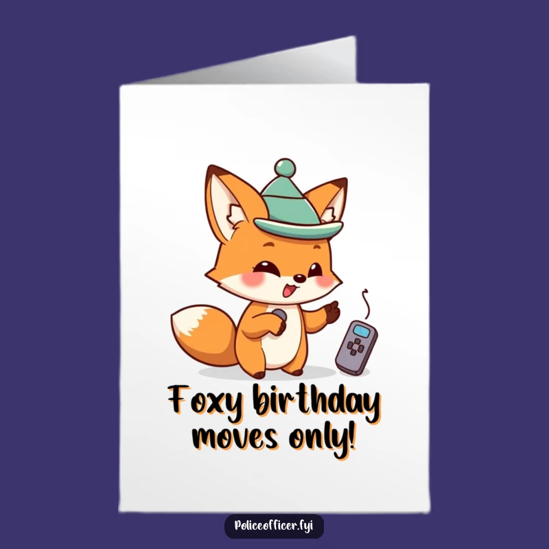 Free Printable Funny Birthday Card: Fox Points Remote - Downloadable Digital Humor Gift