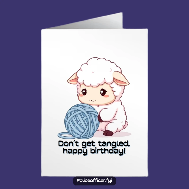 Free Printable Birthday Card: Confused Sheep & Yarn - Funny Downloadable Gift