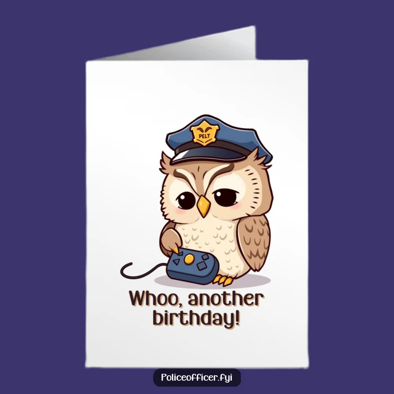 Free Printable Birthday Card: Wise Owl Investigates Remote - Funny Downloadable Gift