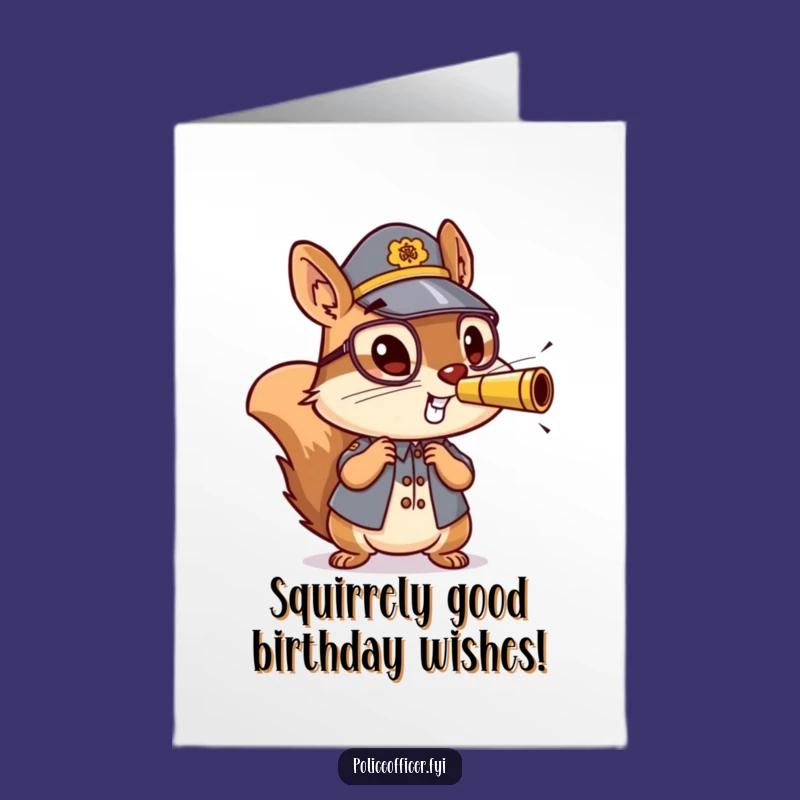 Free Printable Energetic Squirrel Cop Birthday Card - Fun Downloadable DIY Gift!