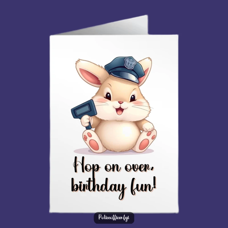 Free Printable Funny Birthday Card: Bunny Cop Traffic Humor Downloadable