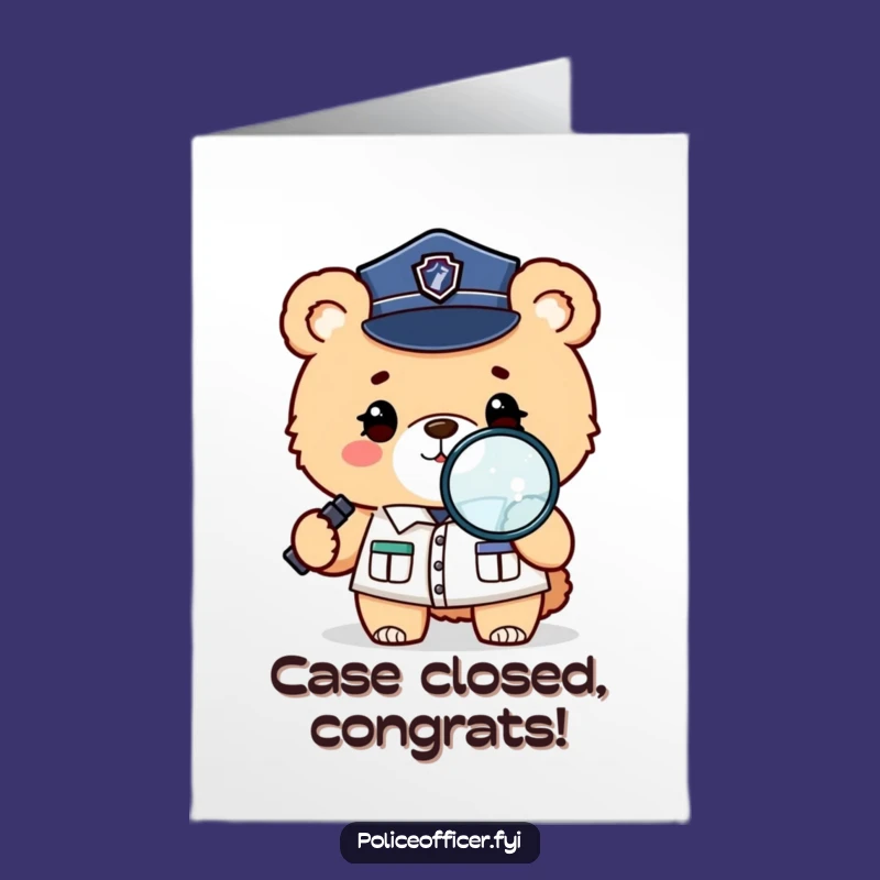 Free Printable Congrats Card: Bear Detective Cracks the Case, Hilarious Downloadable Gift for Success
