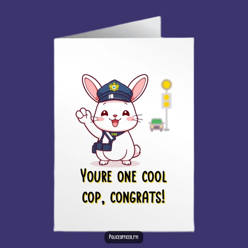 Free Printable Congrats Card: Bunny Cop Celebrating Success, Hilarious Downloadable Gift for Any Win